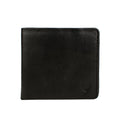 Showcasing a black leather bi-fold wallet with a subtle embossed logo and a refined everyday design.