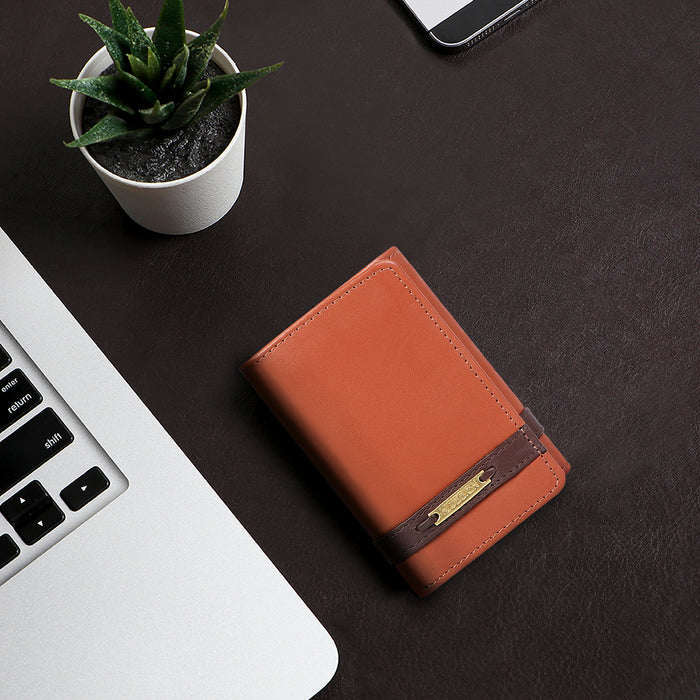 259-Tf Tan Leather Trifold Wallet