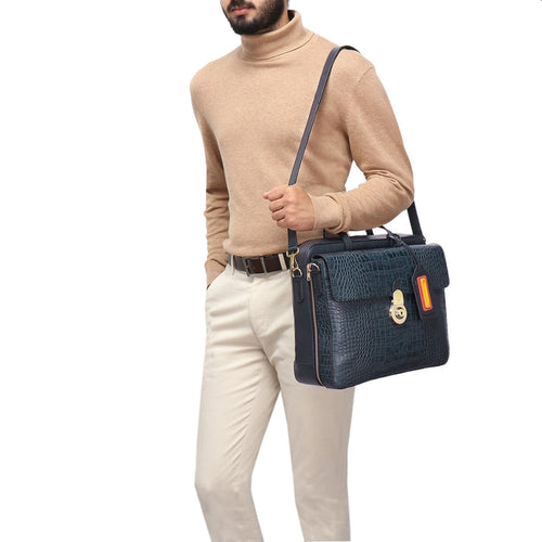 3 Musketeers 02 Blue Leather  Briefcase