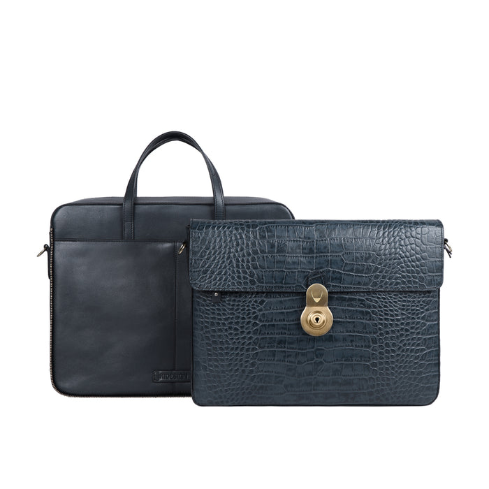 3 Musketeers 02 Blue Leather  Briefcase