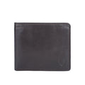Brown leather bi-fold wallet with embossed Hidesign logo, clean stitching, & classic minimalist look.