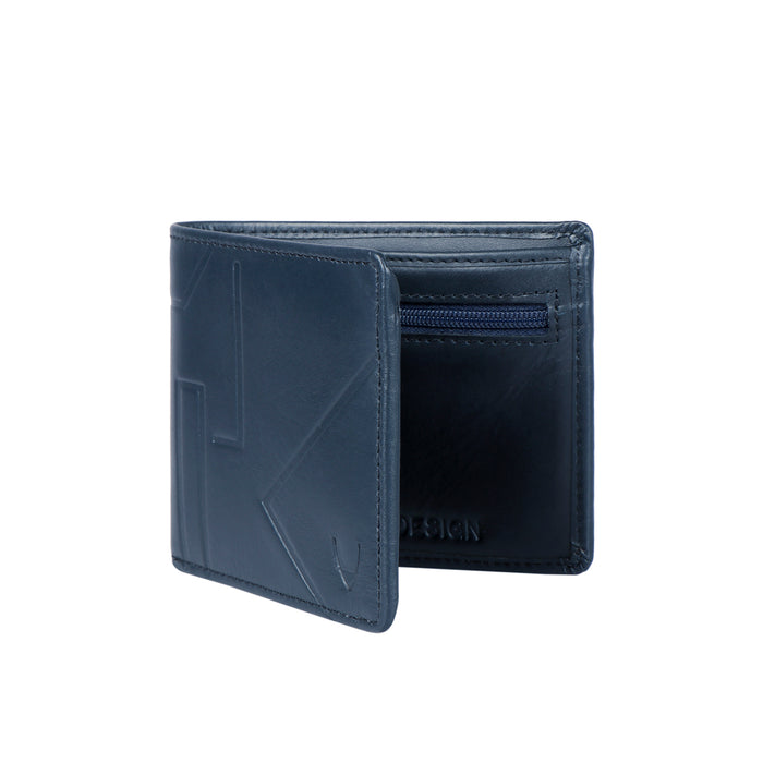 300-L103F  Blue Leather Bi-Fold Wallet