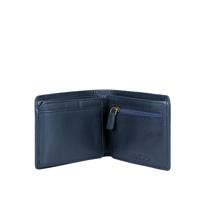 300-L103F  Blue Leather Bi-Fold Wallet