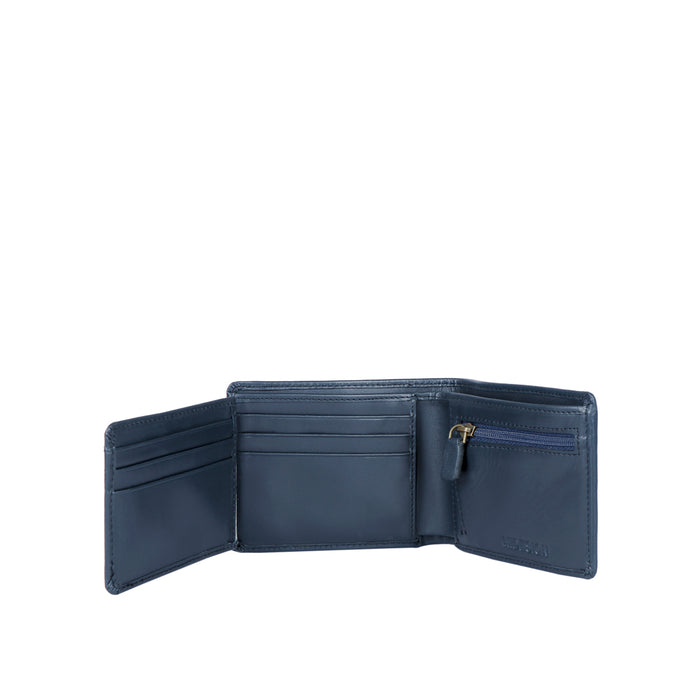 300-L103F  Blue Leather Bi-Fold Wallet