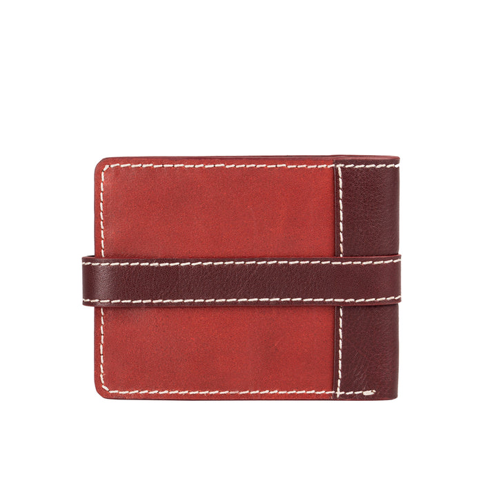 308-017 Sb Red Leather Bi-Fold Wallet