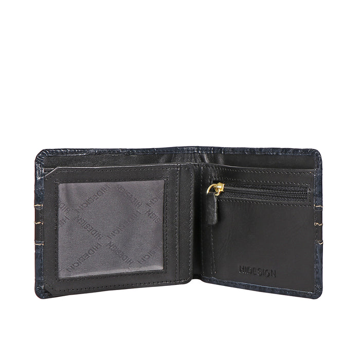 311-490 Sb Blue Leather Bi-Fold Wallet