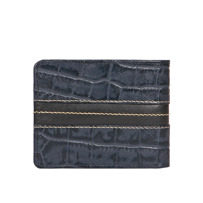 311-490 Sb Blue Leather Bi-Fold Wallet