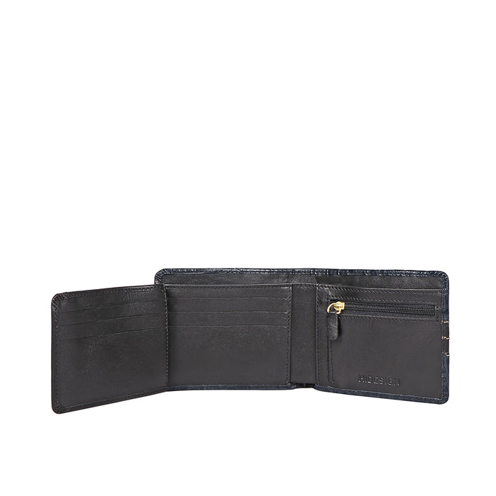 311-490 Sb Blue Leather Bi-Fold Wallet