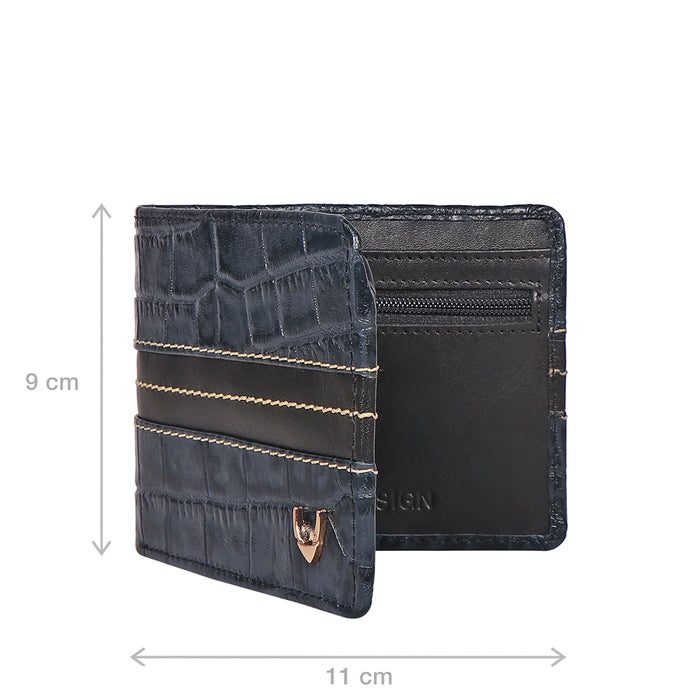 311-490 Sb Blue Leather Bi-Fold Wallet