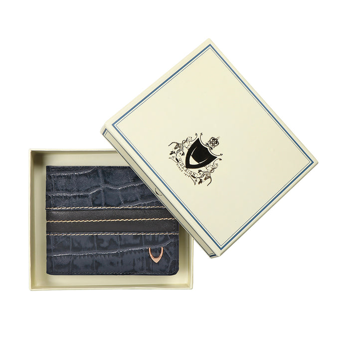 311-490 Sb Blue Leather Bi-Fold Wallet