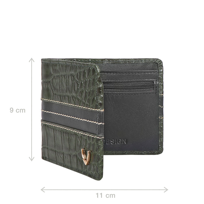 311-490 Sb Green Leather Bi-Fold Wallet