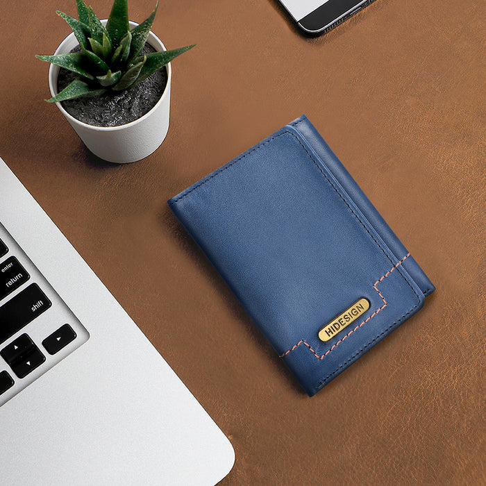 313-259 Tf  Blue Leather Trifold Wallet