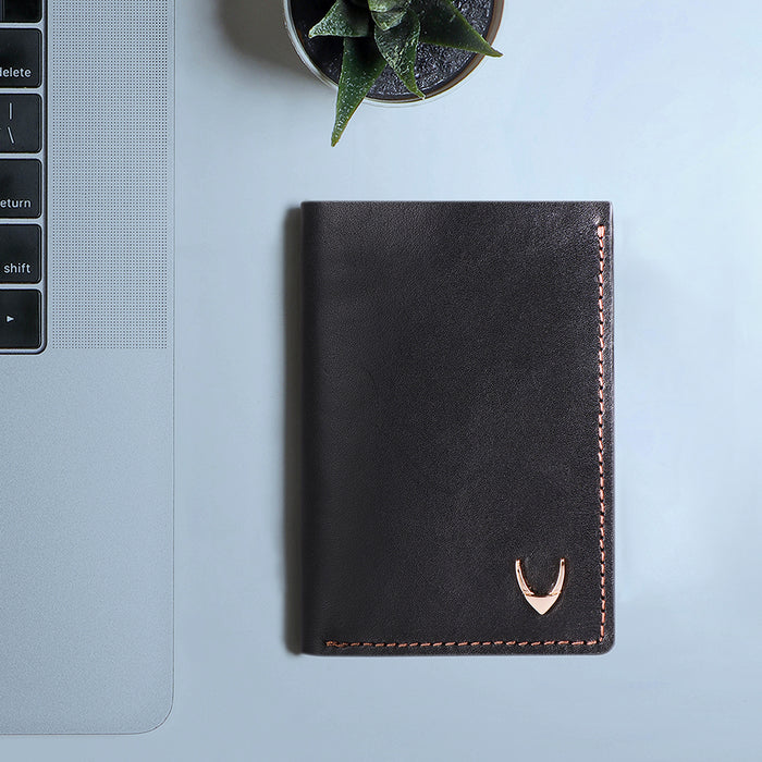 314-259 Tf  Black Leather Trifold Wallet