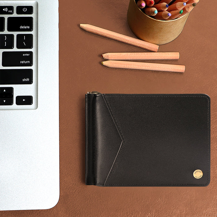 315 Mc  Black Leather Money Clip