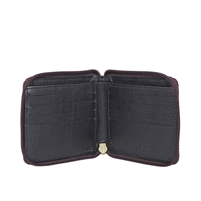 341-017  Sb Brown Leather Zip Around Wallet