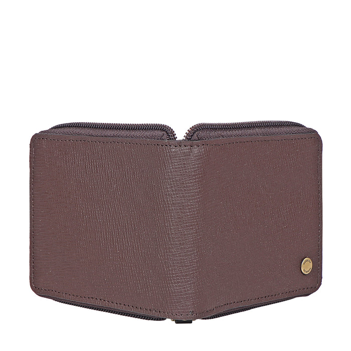 341-017  Sb Brown Leather Zip Around Wallet