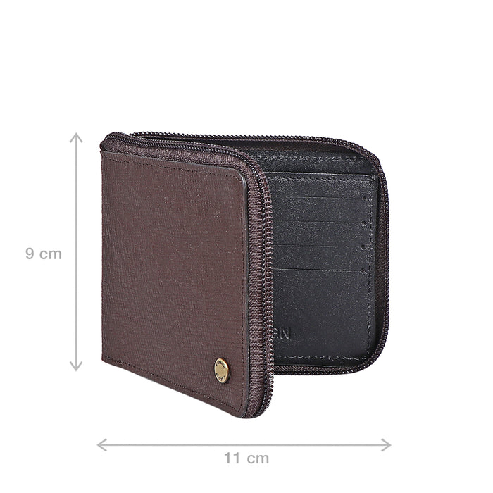 341-017  Sb Brown Leather Zip Around Wallet