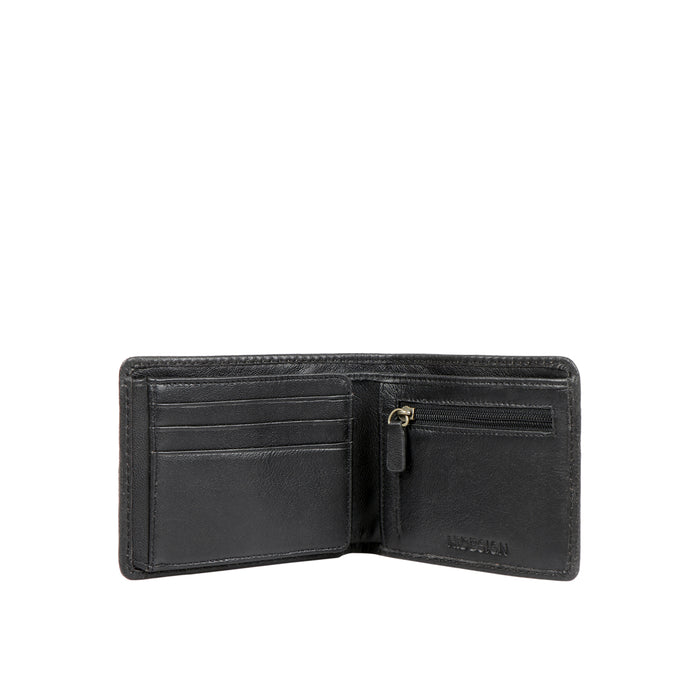 381-Asw004  Black Leather Bi-Fold Wallet