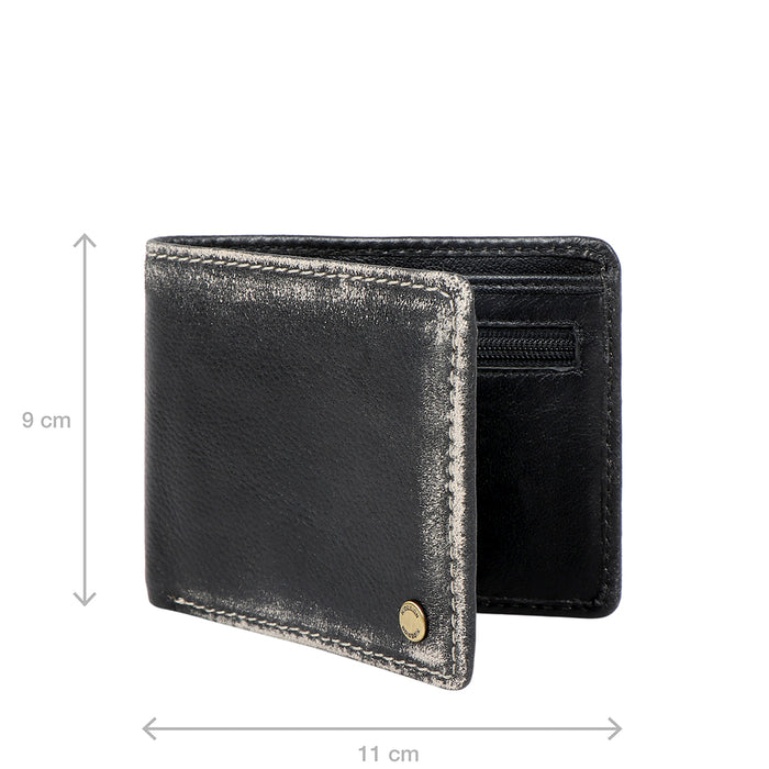 381-Asw004  Black Leather Bi-Fold Wallet
