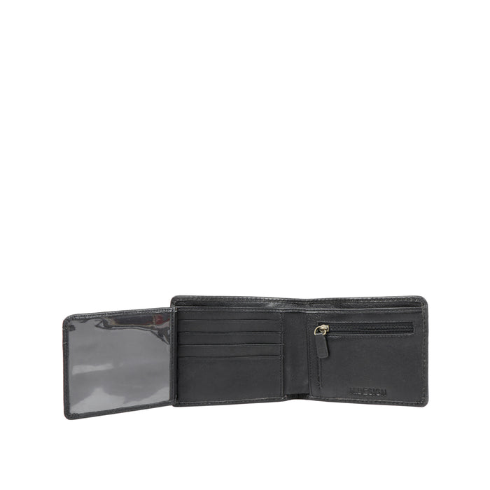 381-Asw004  Black Leather Bi-Fold Wallet