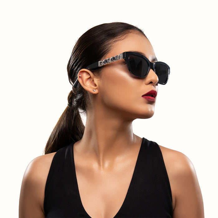 Aegina Women's Grey Cat Eye Sunglasses