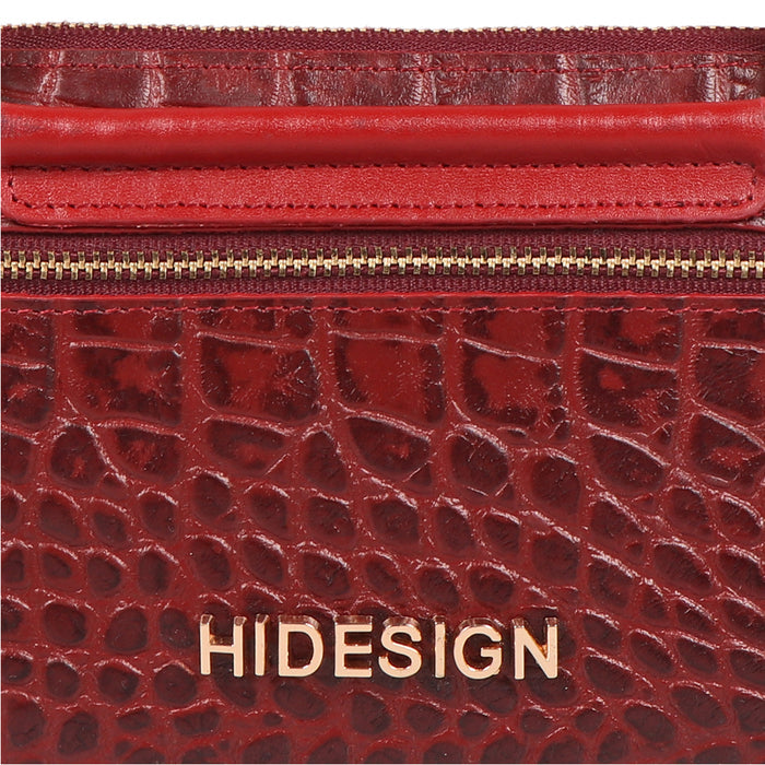 Affair W2  Red Leather Zip Around Wallet