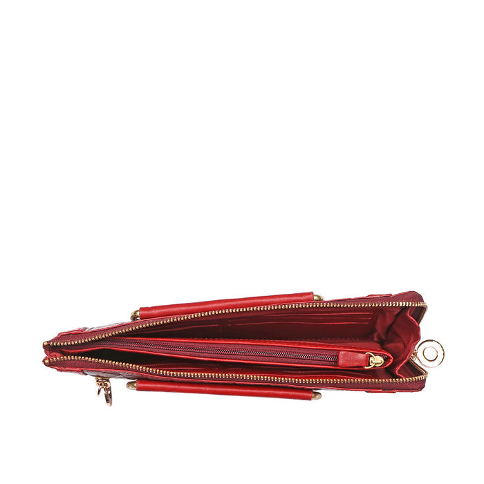 Affair W2  Red Leather Zip Around Wallet