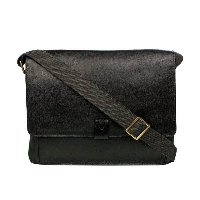 Aiden 01 Black Leather  Messenger Bag