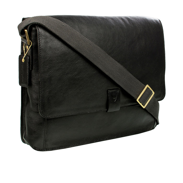 Aiden 01 Black Leather  Messenger Bag
