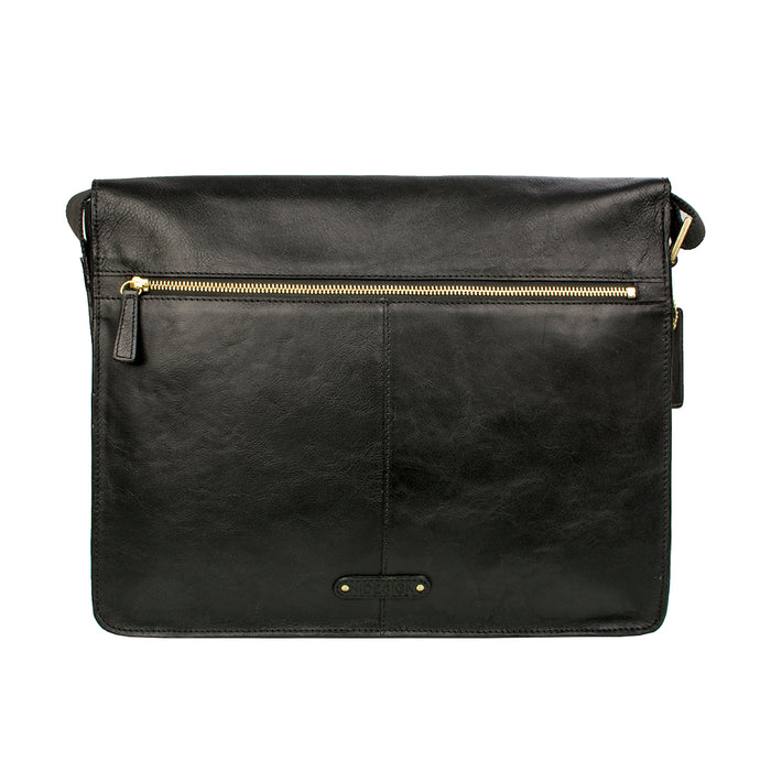 Aiden 01 Black Leather  Messenger Bag