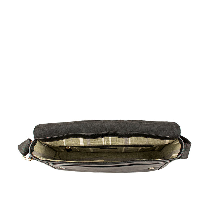 Aiden 01 Black Leather  Messenger Bag
