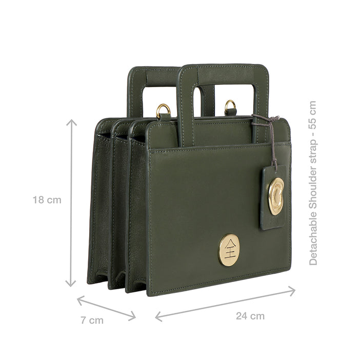 Aishi 01 Green Leather Satchel