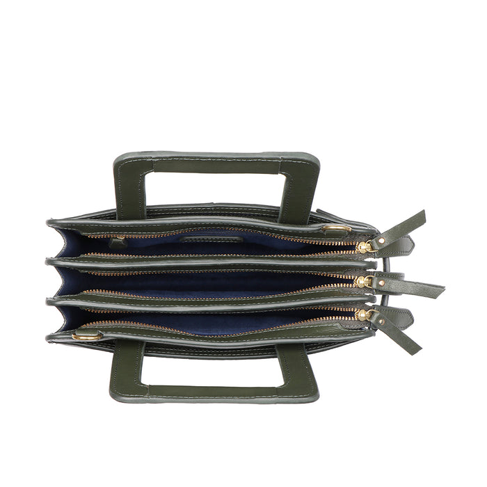 Aishi 01 Green Leather Satchel