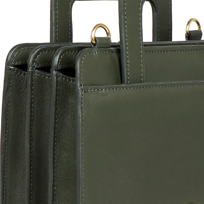 Aishi 01 Green Leather Satchel