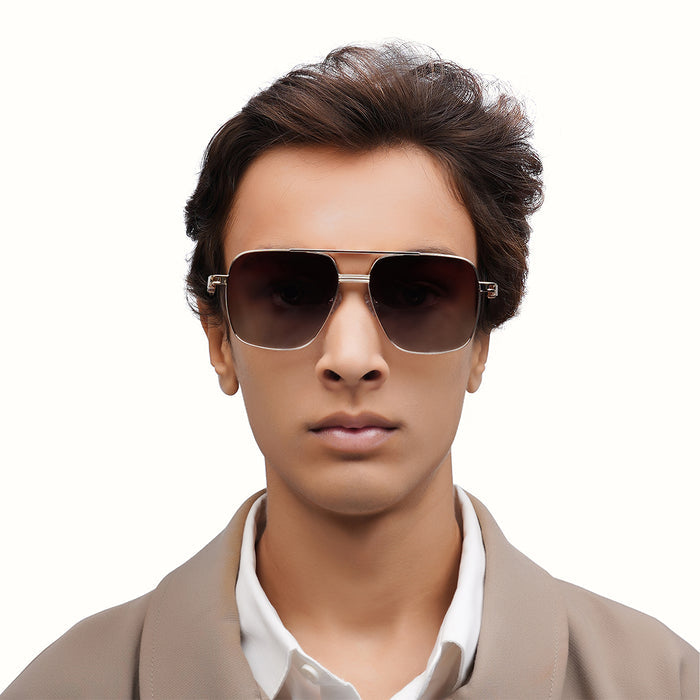 Ajax Men's Brown Aviator Sunglasses