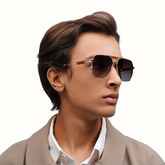 Ajax Men's Brown Aviator Sunglasses