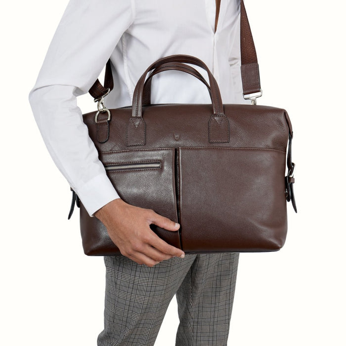Akasaka 02 Brown Leather  Briefcase