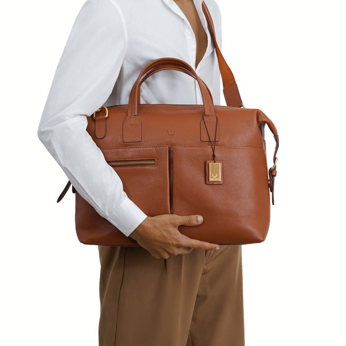 Akasaka 02 Tan Leather  Briefcase