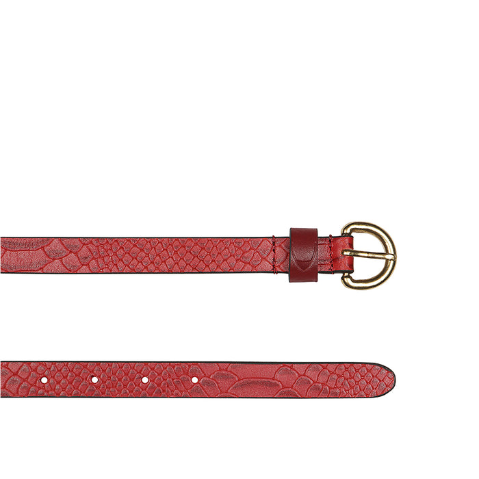 Akiko Women's Red Non Reversible Leather Belt