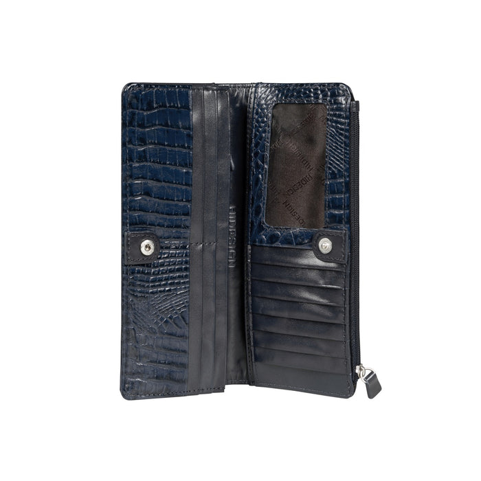 Alisson W2 Blue Leather Bi-Fold Wallet
