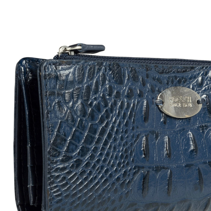 Alisson W2 Blue Leather Bi-Fold Wallet