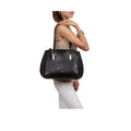 Alive 02 Black Leather Tote Bag