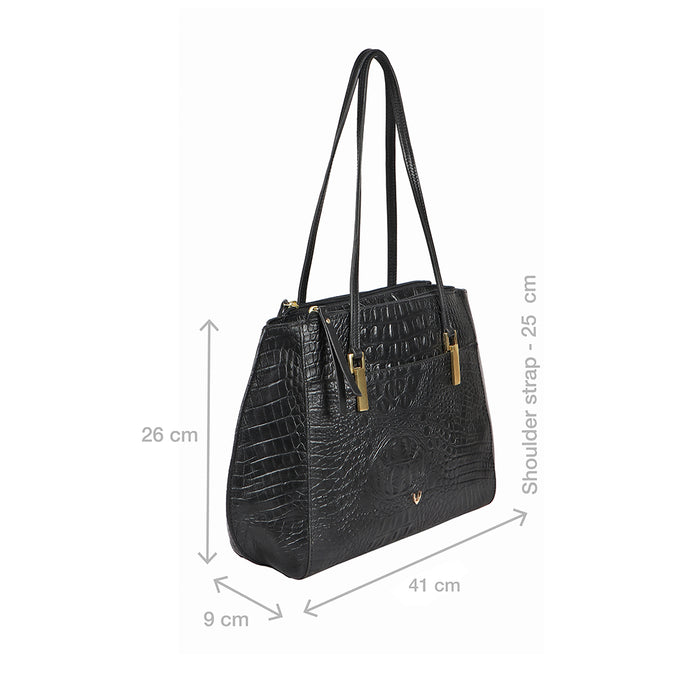Alive 02 Black Leather Tote Bag