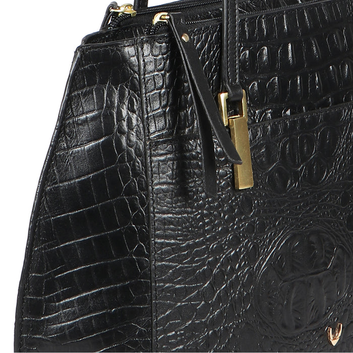 Alive 02 Black Leather Tote Bag