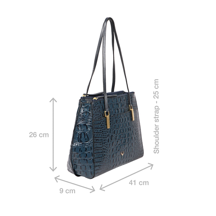 Alive 02 Blue Leather Tote Bag