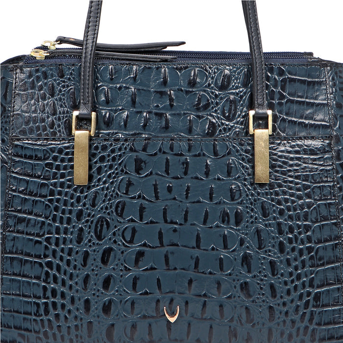 Alive 02 Blue Leather Tote Bag
