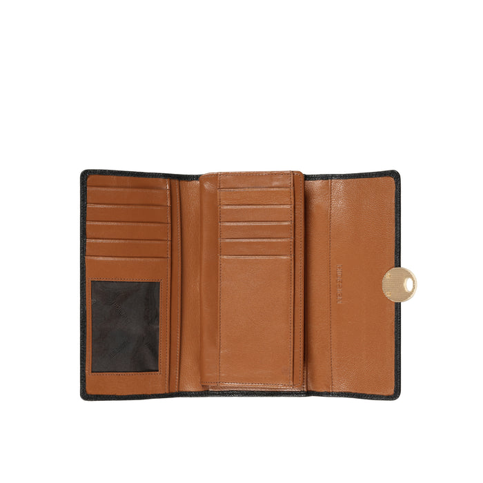 Alps W1 Black Leather Trifold Wallet