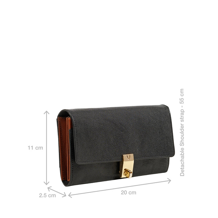 Alps W2 Black Leather Sling Wallet