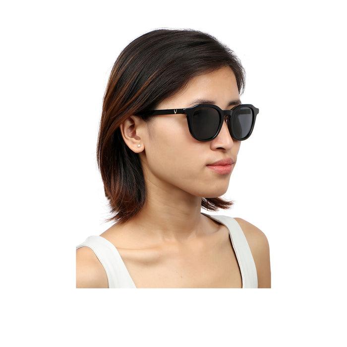 Amalfi Unisex Black Round Sunglasses