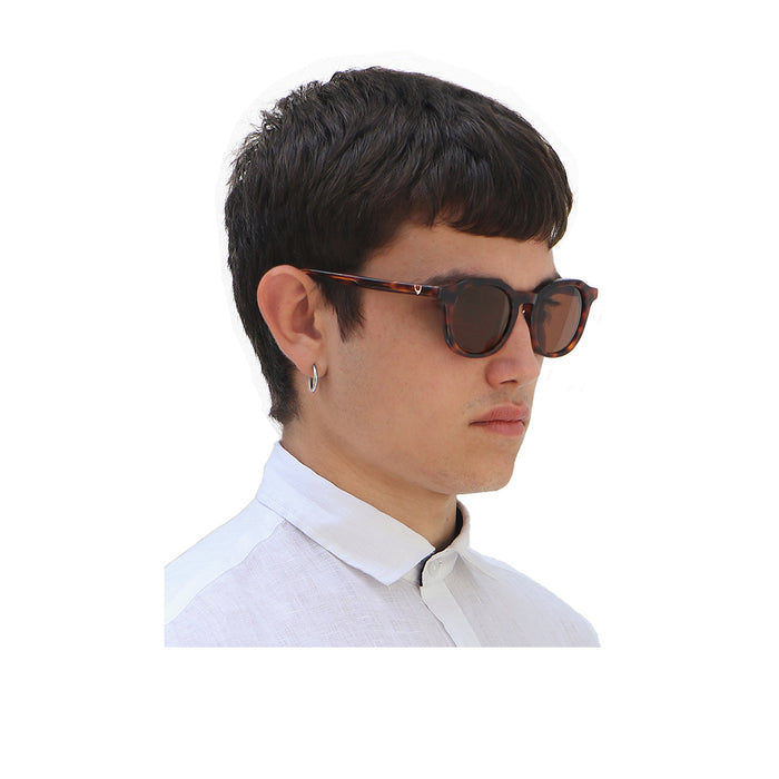 Amalfi Unisex Brown Round Sunglasses
